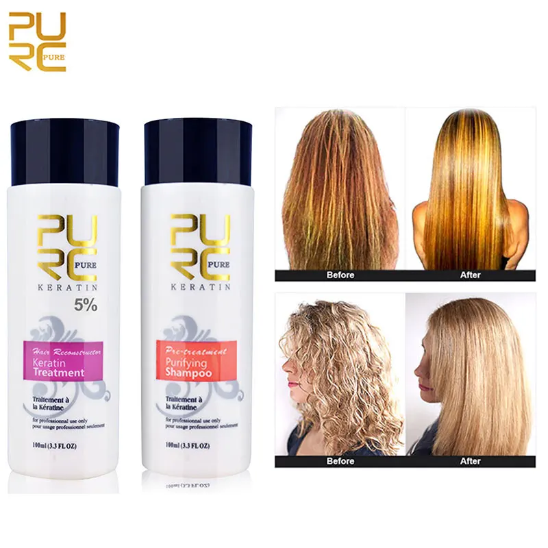 

PURC 1 Set Formalin Brazilian Keratin Hair Treatment Conditioner and Protein Shampoo for Damage Hair Straightening Hair Repair