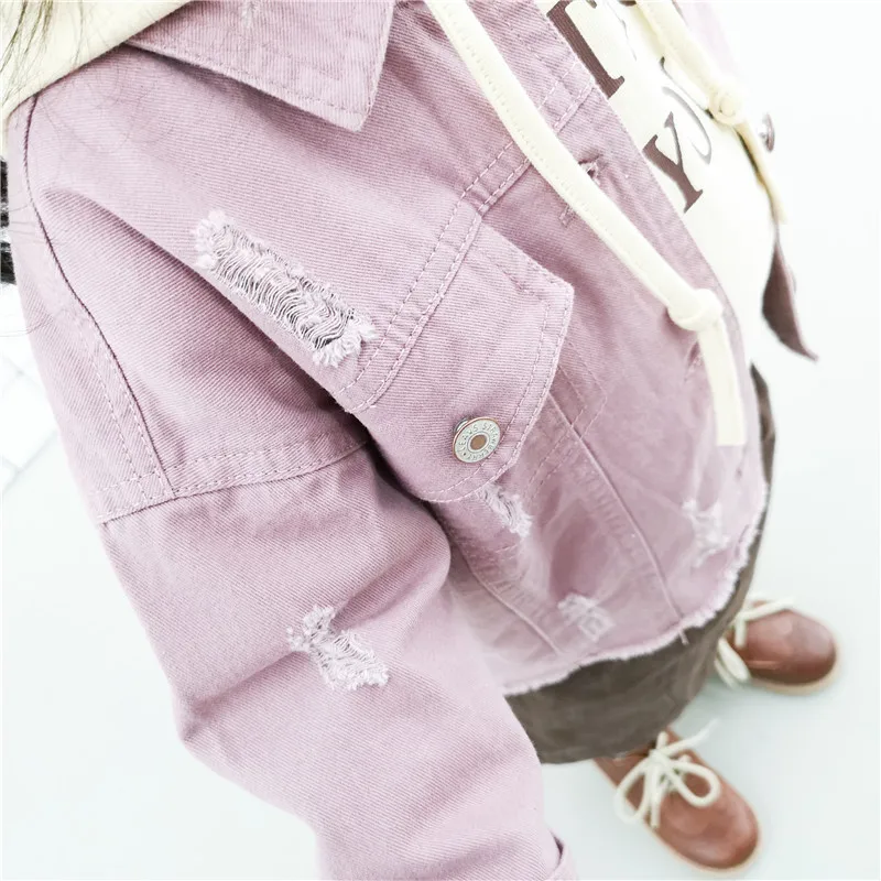 Children Girls Jackets Kid Long Sleeves Turn-down Collar single breast Coats Girl white Denim Outerwear Kids Clothes Hot sale (20)