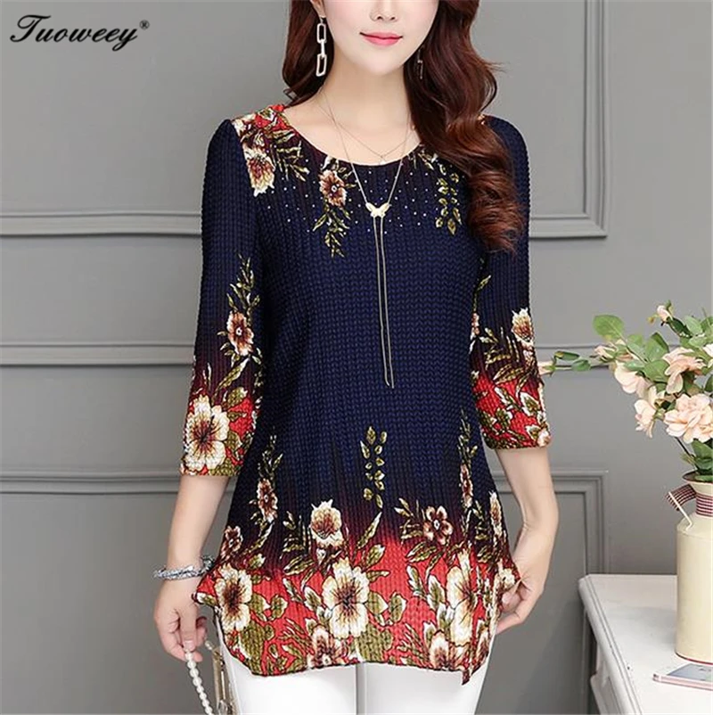 

2019 floral womens tops and blouse shirt women blouse ladies tops 3/4 sleeve chiffon elegant shirt clothes blusas femininas