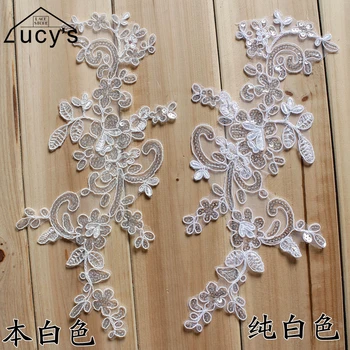

10 pieces/lot Nice lace motifs with sequins NEW! White lace patches, Ivory Red lace appliques