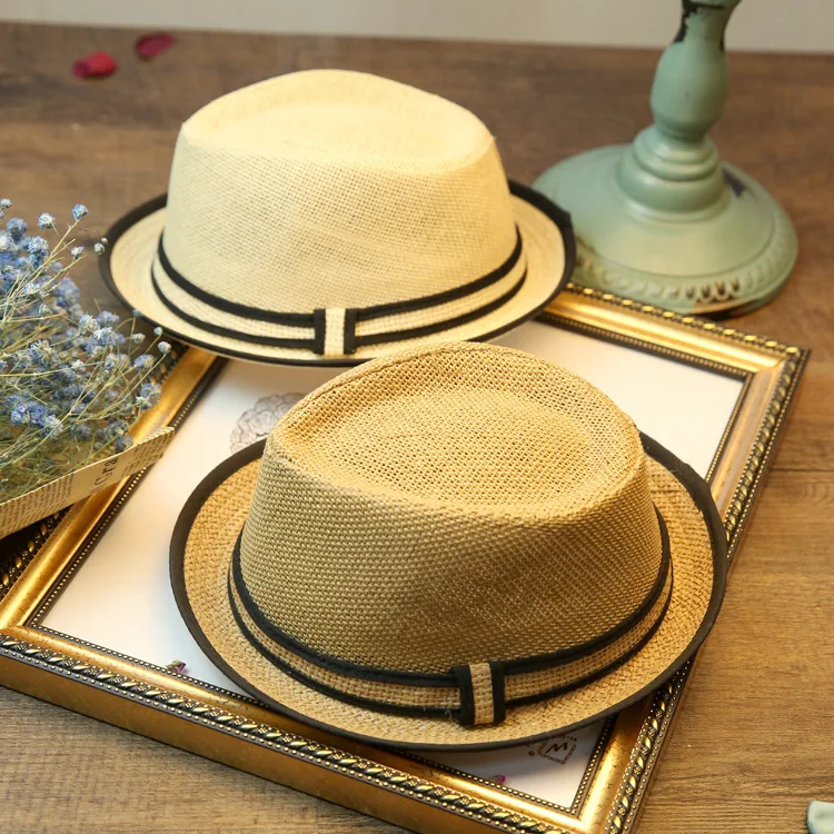 2018 New Baby Boys Girls Straw Fedoras Hat Children Panama Fedora