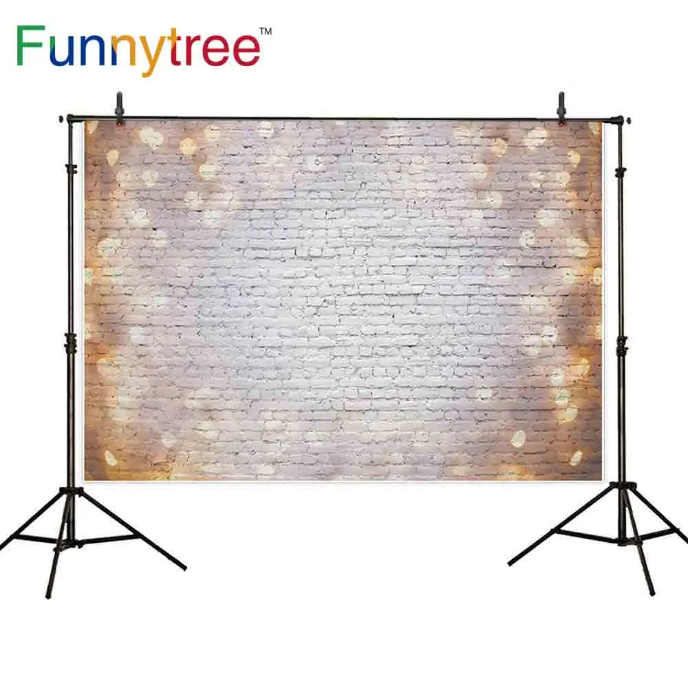 

Funnytree backgrounds for photography studio bokeh halo vintage brick wall Christmas professional backdrop photocall photobooth