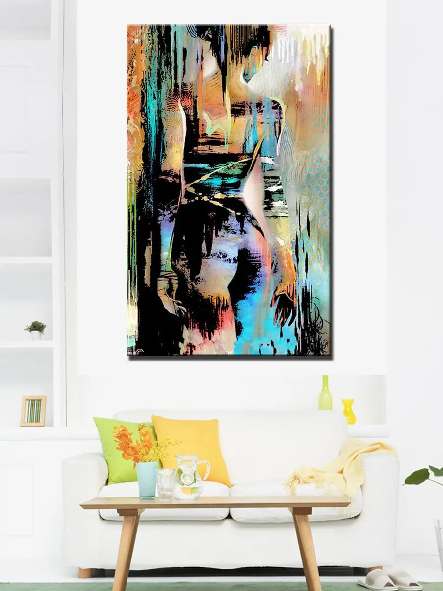 hand painted modern nude painting colorful naked woman oil painting on canvas back of girl fashion home decoration picture