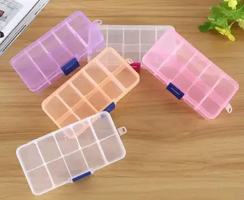 

Free Shipping+Wholesale Adjustable 10 Compartment Plastic Storage Box For Jewelry Earring Tool Container Organizer,300pcs/lot