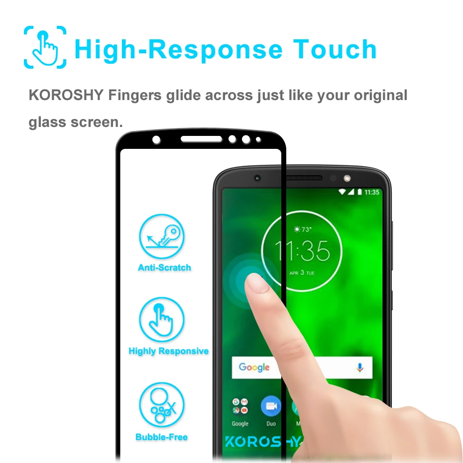 100% KOROSHY Real 9H Tempered Glass for Motorola Moto G5 G5S E5 G6 Plus Motorola G6 E5 Play Full Cover 2.5D Toughened Glass Film (6)