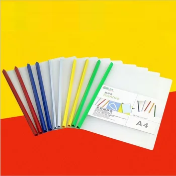 

[4Y4A] 10pcs/Lot Office Information Drawstring Clip A4 Transparent Folder Clip Bar Clip Color Report Clip Clipboard