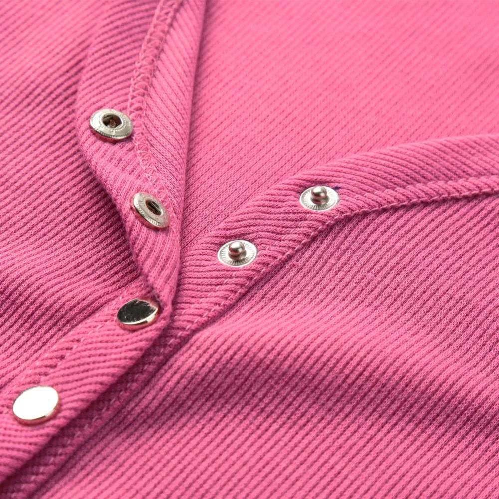 5XL плюс размер футболка Женская Глубокий v-образный вырез пуговицы длинный рукав футболка сплошной цвет тонкий сексуальный Повседневный Топ футболки женская брендовая рубашка