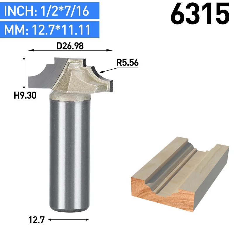 HUHAO 1 шт. 1/" хвостовик триммерные фрезы для дерева, карбида вольфрама, деревообрабатывающие гравировальные концевые инструменты для твердой древесины, МДФ - Длина режущей кромки: 6315