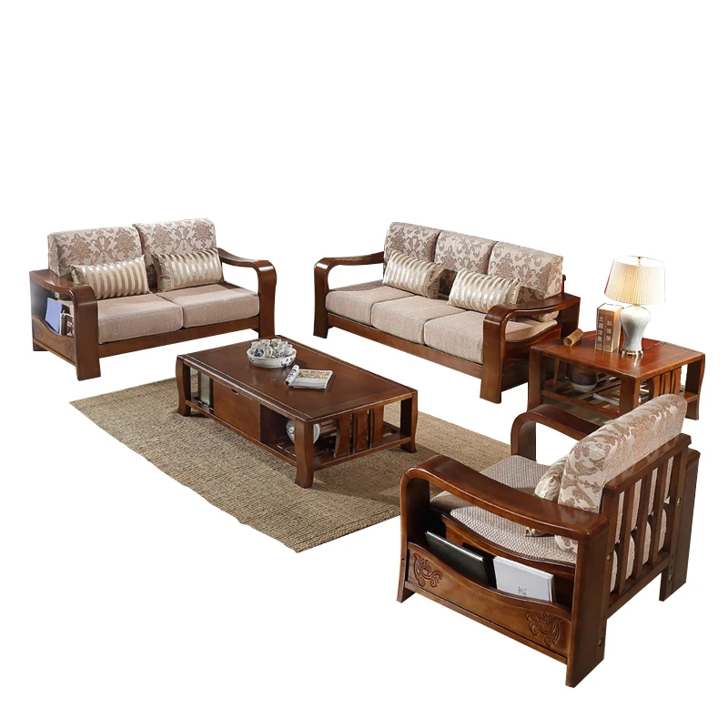 Furniture living modern Solid wood Simple Square sofa coffee table combination