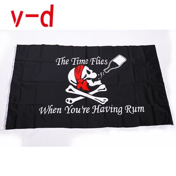 

free shipping xvggdg 90x150cm Large Skull Headband Crossbones Pirates Flag Jolly Roger Roger Hanging With Grommet