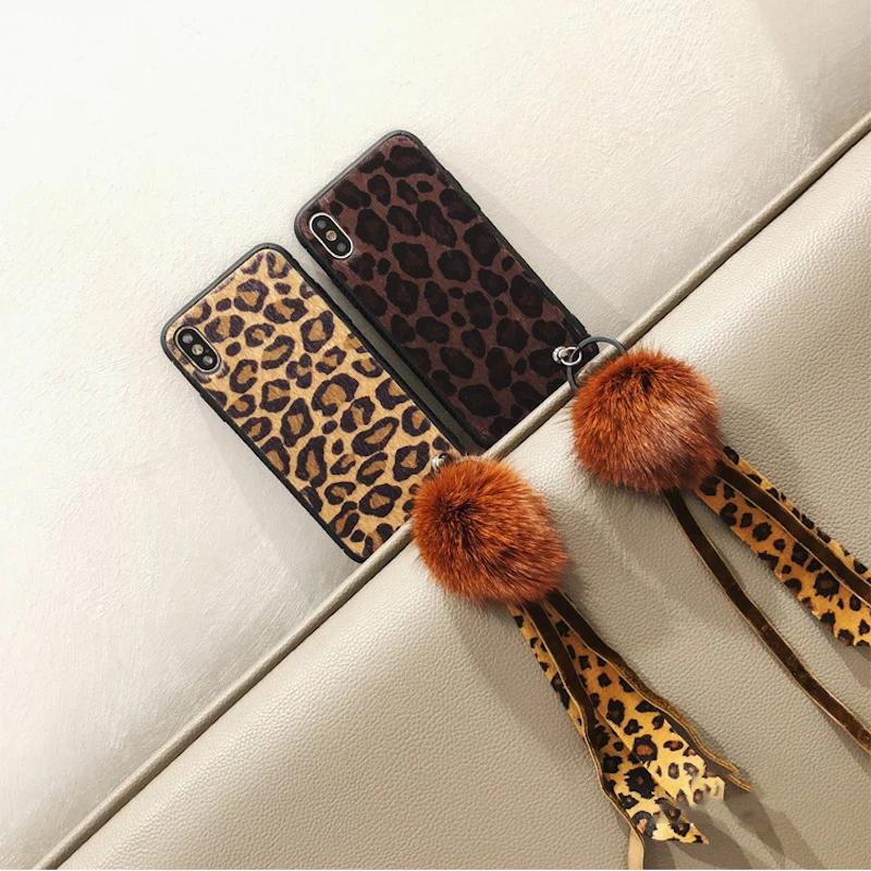 Мода лошадь мех животных ry leopard чехол для iphone XR XS MAX X лиса помпоном 8 плюс 7 6s 6 10| |