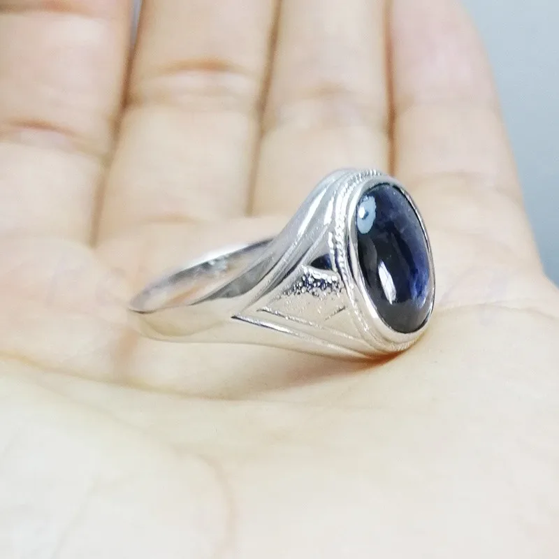 Мужское кольцо с сапфиром,, натуральный настоящий сапфир, серебро 925 пробы, 6CT драгоценный камень, хорошее ювелирное изделие# C1941703