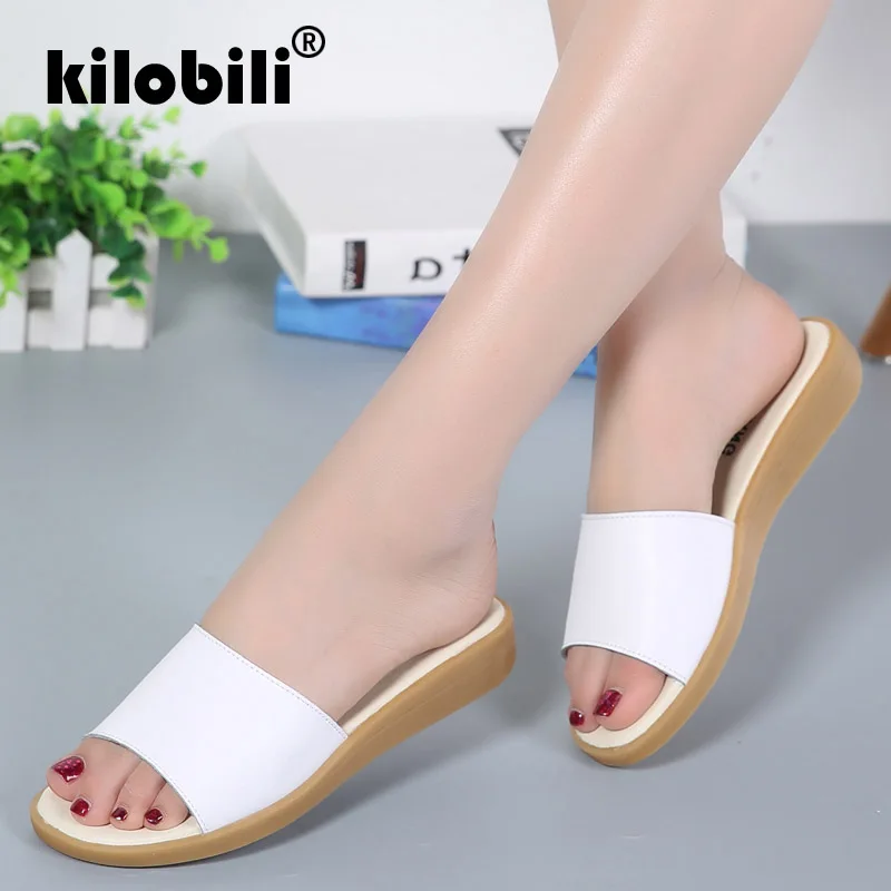 Kilobili/2019 г. летние шлепанцы женские сандалии на плоской подошве пляжная обувь