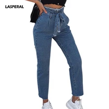 LASPERAL, женские винтажные джинсы, высокая талия, пояс, стрейч, обтягивающие, джинсовые, женские, с кисточками, узкие брюки, на молнии, заусенцы, полные штаны