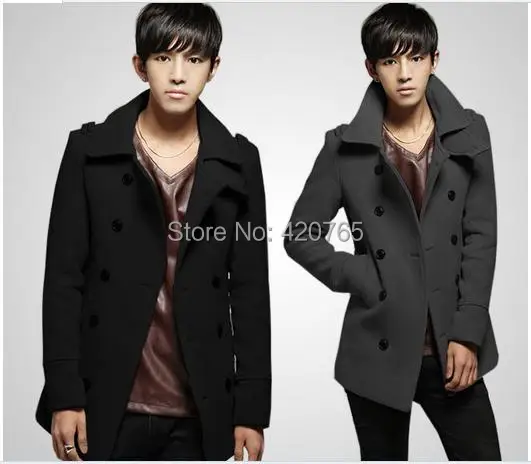 Мужские куртки осенняя и зимняя одежда новая Корейская мужская шерстяная куртка тонкая шерстяная двубортная куртка для колледжа#72029