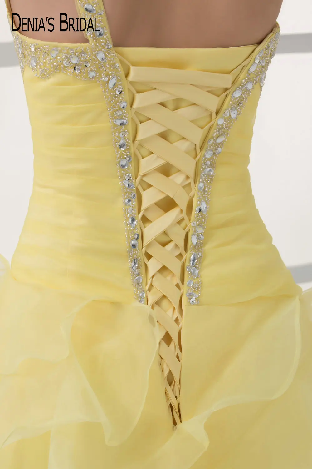 2017 короткие желтые коктейльные платья с вырезом без бретелек оборками из бисера