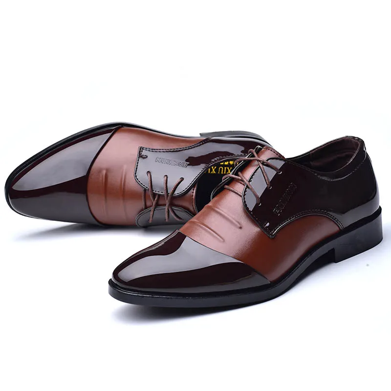 Новинка Мужские туфли из высококачественной лакированной кожи Zapatos de hombre