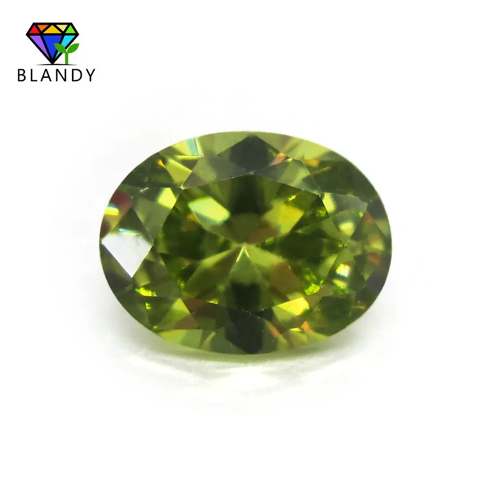 

Factory Pirce 2x3~13x18mm 5A Oval Cut Olive CZ Stones Loose Cubic Zirconia Stone Peridot Synthetic Gems