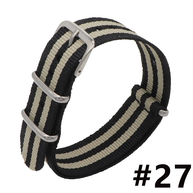 1 шт., 18, 20, 22 мм, брендовый армейский спортивный нейлоновый ремешок nato, аксессуары, ремешок с пряжкой для 007, браслет для часов James bond, черный - Band Color: 27