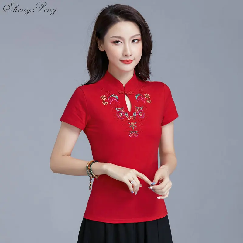 Китайская одежда, топы, традиционный стиль, Cheongsam, топы, Qipao, летние, короткие, жаккардовый, хлопок, Тан, костюм, Vetement, рубашка, Q705 - Цвет: 3