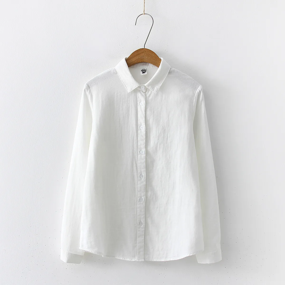 EYM новая весенняя женская модная рубашка с длинным рукавом, однотонная блузка, рубашка, свободная повседневная простая Стильная блуза - Цвет: Белый