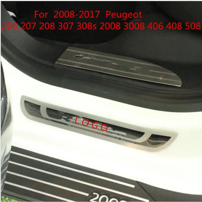 Для 2008- peugeot 206 207 208 307 308s 2008 3008 406 408 508 Авто порога Накладка защита приветствуются наклейки на педали - Цвет: Серебристый