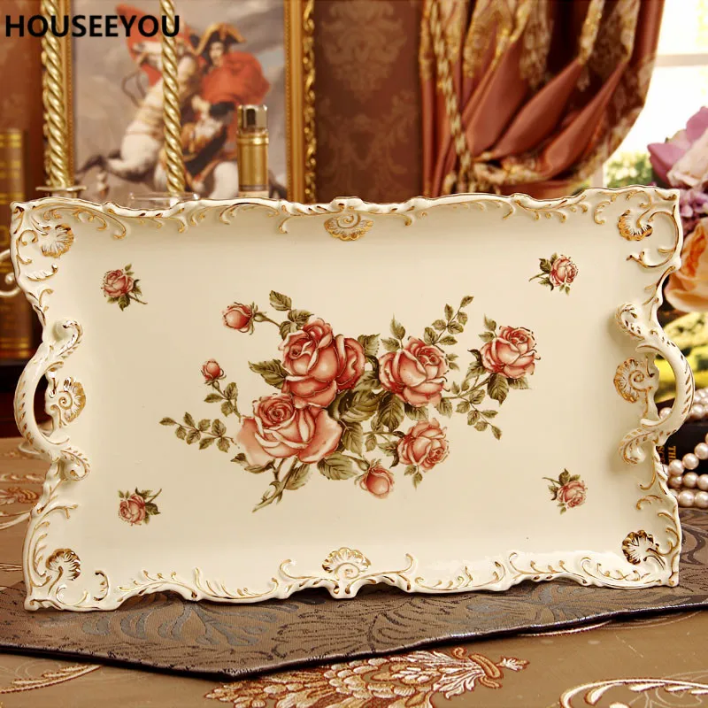 

Luxury Bone China/Ivory Porcelain Storage Trays Variety of Designs Decorative Kitchen Tea Set Tray Serving Salver Fruit Salver