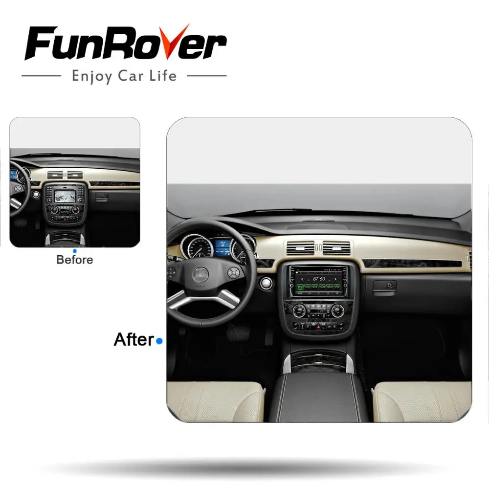 Funrover ips " 2 din Автомобильный Радио gps android 8,0 для Mercedes-Benz R Class W251 R280 R300 R320 R350 R500 R63 автомобильный dvd gps плеер