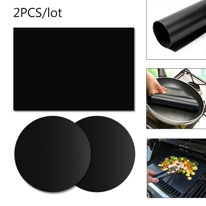

2PCS BBQ Grill Mat Reuseable Nonstick kitchen Mats Accessories Pan Fry Barbecue Liner Sheet Cooking Oil Pad Baking Party Picnic