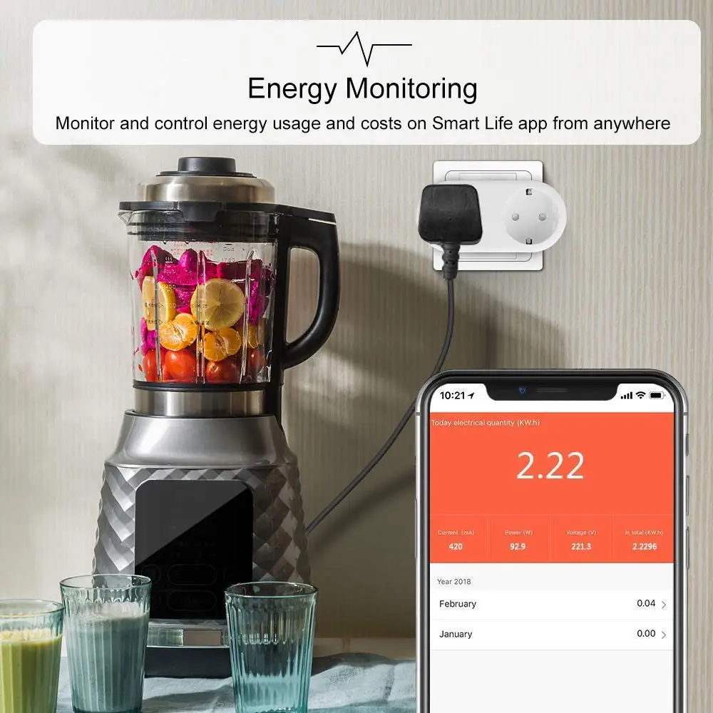 wifi Smart Socket Two EU outlet 16A Metering Version plug Energy Monitoring Timer Switch Voice Control Works with Alexa Google wifi Smart Socket Two EU outlet 16A Metering Version plug Energy Monitoring Timer Switch Voice Control Works with Alexa Google