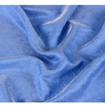 

CF486 1m Summer Thin Solid Changeable Blue Tencel Linen Rayon Silk Satin Fabric Women's Fashion Clothing Fabric For DIY Material