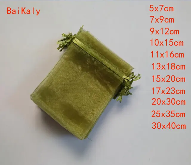 Us 3 58 50 Off 100pcs Lot Army Green Large Small Organza Bags Wedding Pouches Jewelry Packaging Nice Gift Bag Party Decoration Supplies In