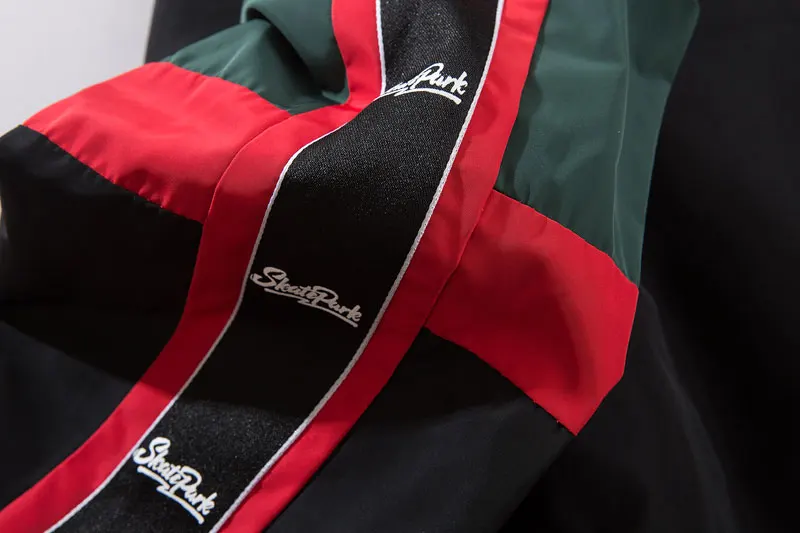 Sleeve Ribbon Color Block Zip Track Jackets 11