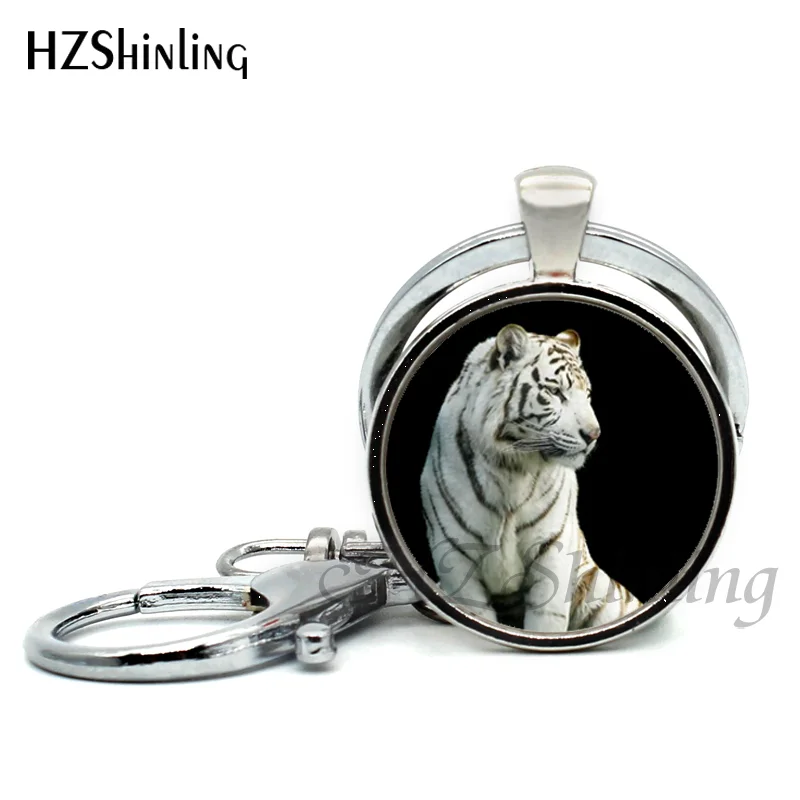 2017 New Arrival Black White Tiger Pendant Keychains Wild Animal Jewelry Glass Cabochon Vintage Tiger Key ring Wholesale 2017 New Arrival Black White Tiger Pendant Keychains Wild Animal Jewelry Glass Cabochon Vintage Tiger Key ring Wholesale