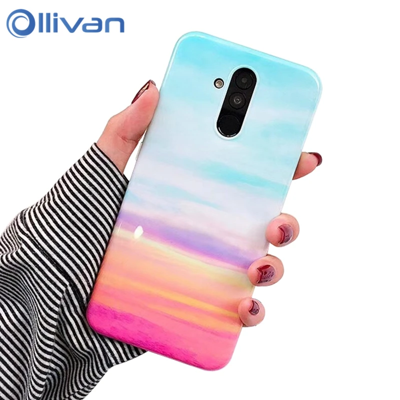 OLLIVAN Новый мраморный ТПУ чехол для huawei mate 20 Lite P20 Pro Чехол Радужный камень Мягкий