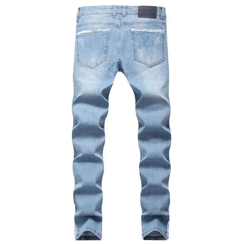 MORUANCLE Для мужчин рваные джинсы штаны с дырками Марка NEW FASHION Hi Street рваные джинсовые брюки прямые подходит искусственно состаренные джинсы плюс Размеры 28-42