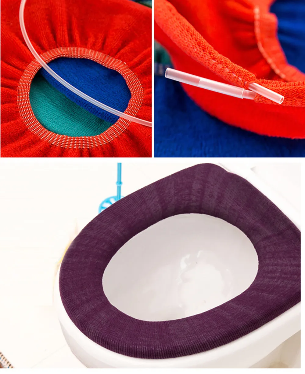 

1PC Bathroom Toilet Seat Closestool Washable Soft Warmer Mat Cover Pad Cushion Random Color Tapa Inodoro
