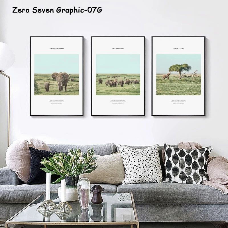 Nature Landscape With Elephant Canvas Painting Posters And Prints Living Room Bedroom Wall Art Pictures Home Decoration | Дом и сад
