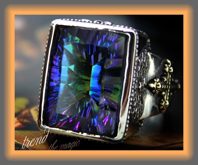  Homme classique religion haute résistance coloré pierre carré 925 bague en argent mâle thai argent 