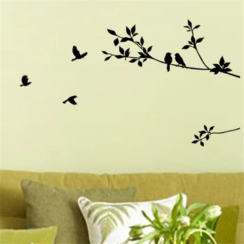 

the bird on the branch black vinyl wall stickers for living room wall art decor adesivos de parede diy decals