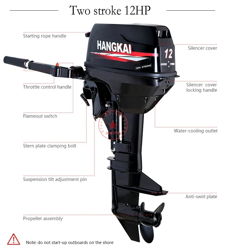 12HP двухтактный 2-цилиндровый дизельный двигатель с водяным охлаждением бензиновый двигатель подвесной мотор, подходит для надувных лодок, резиновых лодок, рыбацких лодок