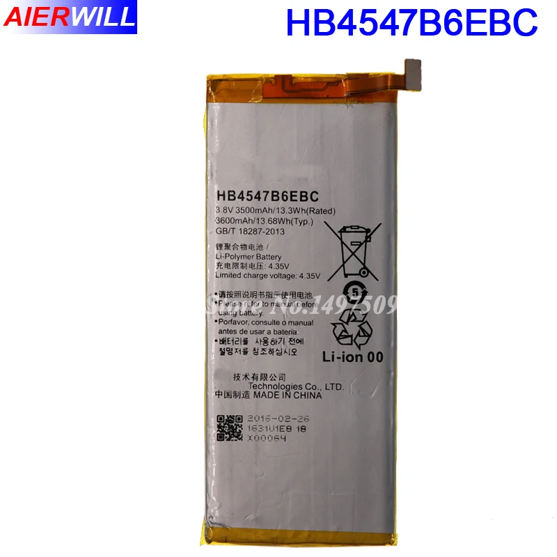 Аккумулятор HB4547B6EBC для Huawei Ascend Honor 6 Plus PE TL20 UL00 TL10 CL00 аккумулятор 3500 мАч | Мобильные