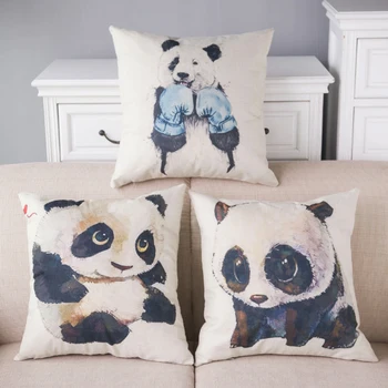 

Cute cartoon panda kung fu boxing panda pattern Cushion cover Linen pillowcase 45*45cm decoration pillowcase 340-0037