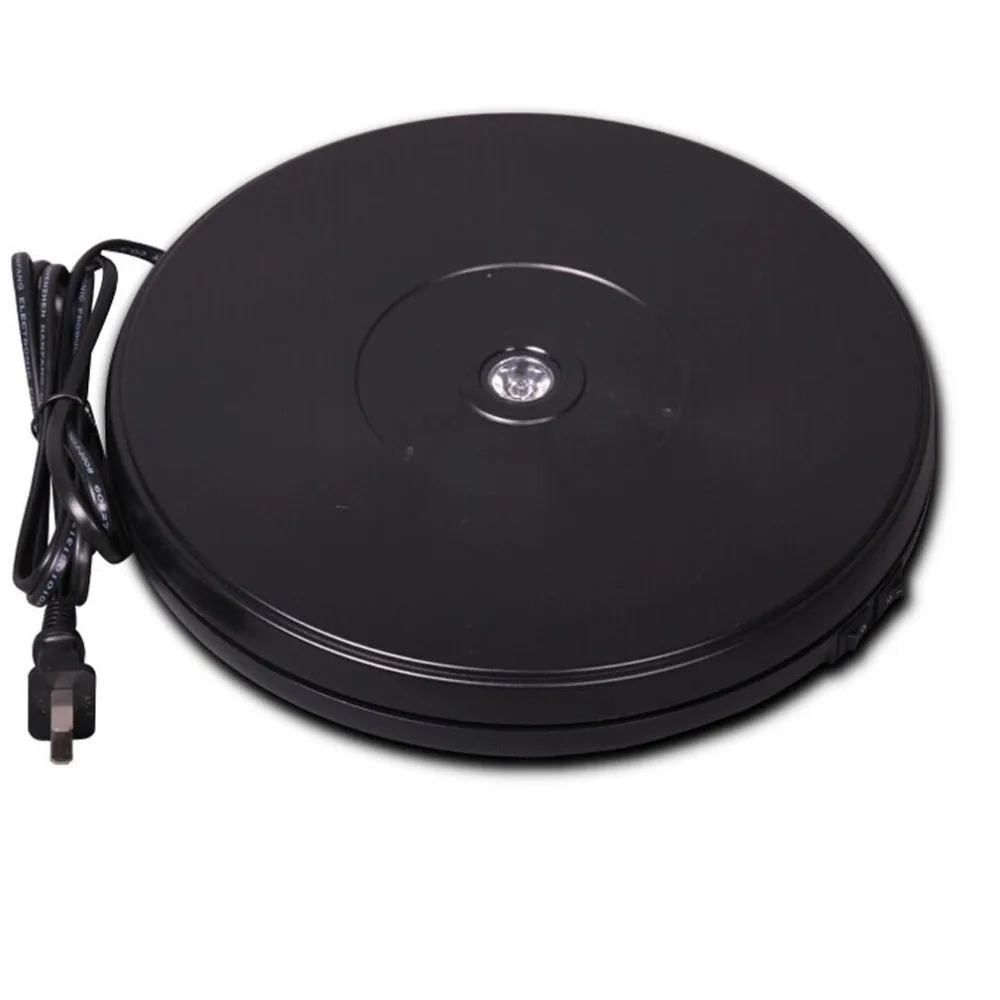 25cm Diameter Black Heavy Duty Rotating Display Stand Rotary Turntable with LED Light (10KG Centric Loading Capacity)