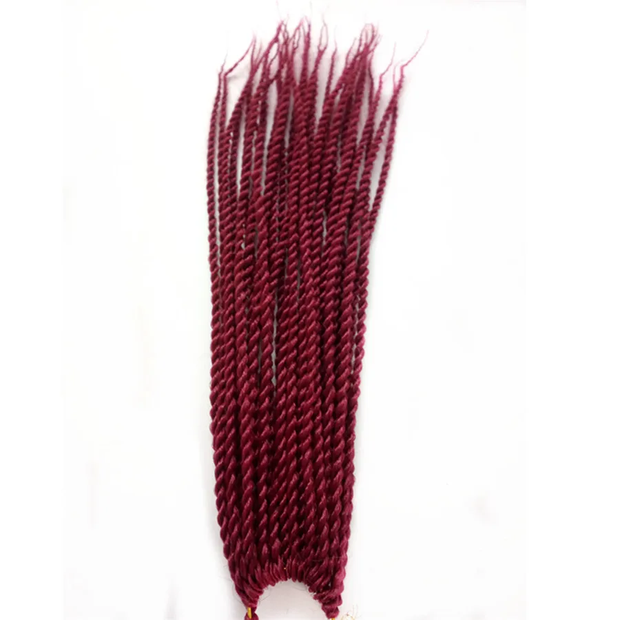 Pervado волосы синтетические маленькие Сенегальские крученые крючки 12 18 дюймов 3 шт./партия 30 прядей/упаковка Омбре плетение волос для наращивания - Цвет: # Бордовый
