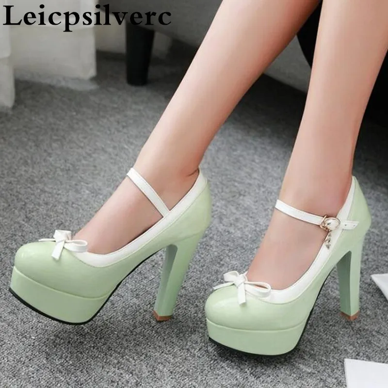 

Spring new European and American temperament waterproof table shallow night shoe bow tie fashionable heel women shoes