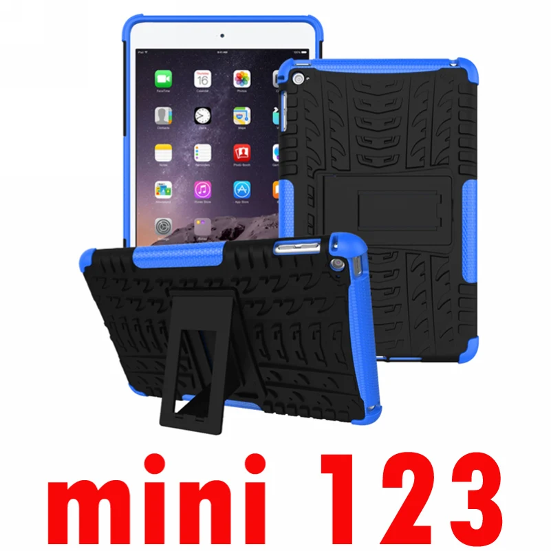 Для Apple iPad mini 1 2 3 4 жесткое воздействие чехол сверхмощный Броня Гибридный противоударный силиконовый Жесткий чехол для iPad mini 1/2/3/4 - Цвет: mini 1 2 3 Blue