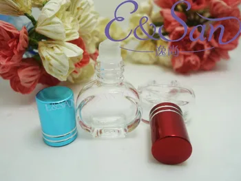 

Wholesale FZ123-5ML flat round transparent glass roll on beads perfume bottle 100PCS/LOT