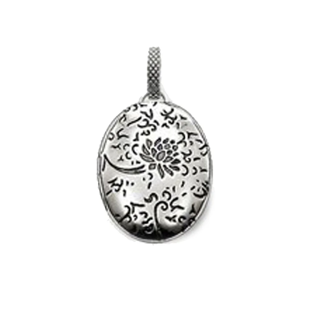 

Silver Rose Flower Patter Oval Collection Box Pendants, Fashion Openable Locket Chain Necklace Pendant Jewelry Gift for Women