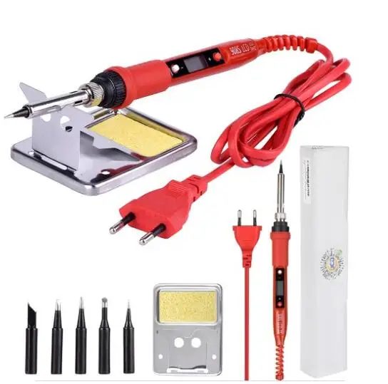 electric welding JCD 220V 80W LCD Electric Soldering iron 908S Adjustable Temperature Solder iron With quality soldering Iron Tips and kits best soldering iron for electronics Welding Equipment